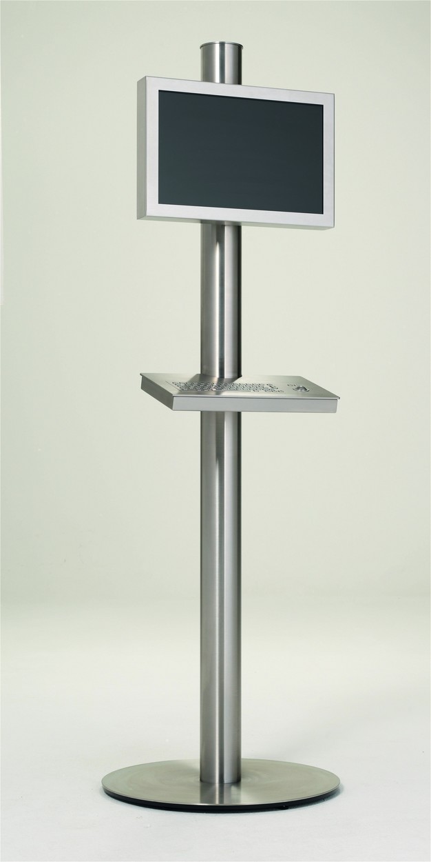 Infoterminal als Säule in Edelstahl mit Edelstahltastatur