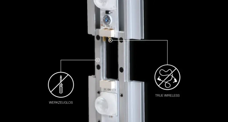 Werkzeugloser Aufbau unserer LED Stellwände