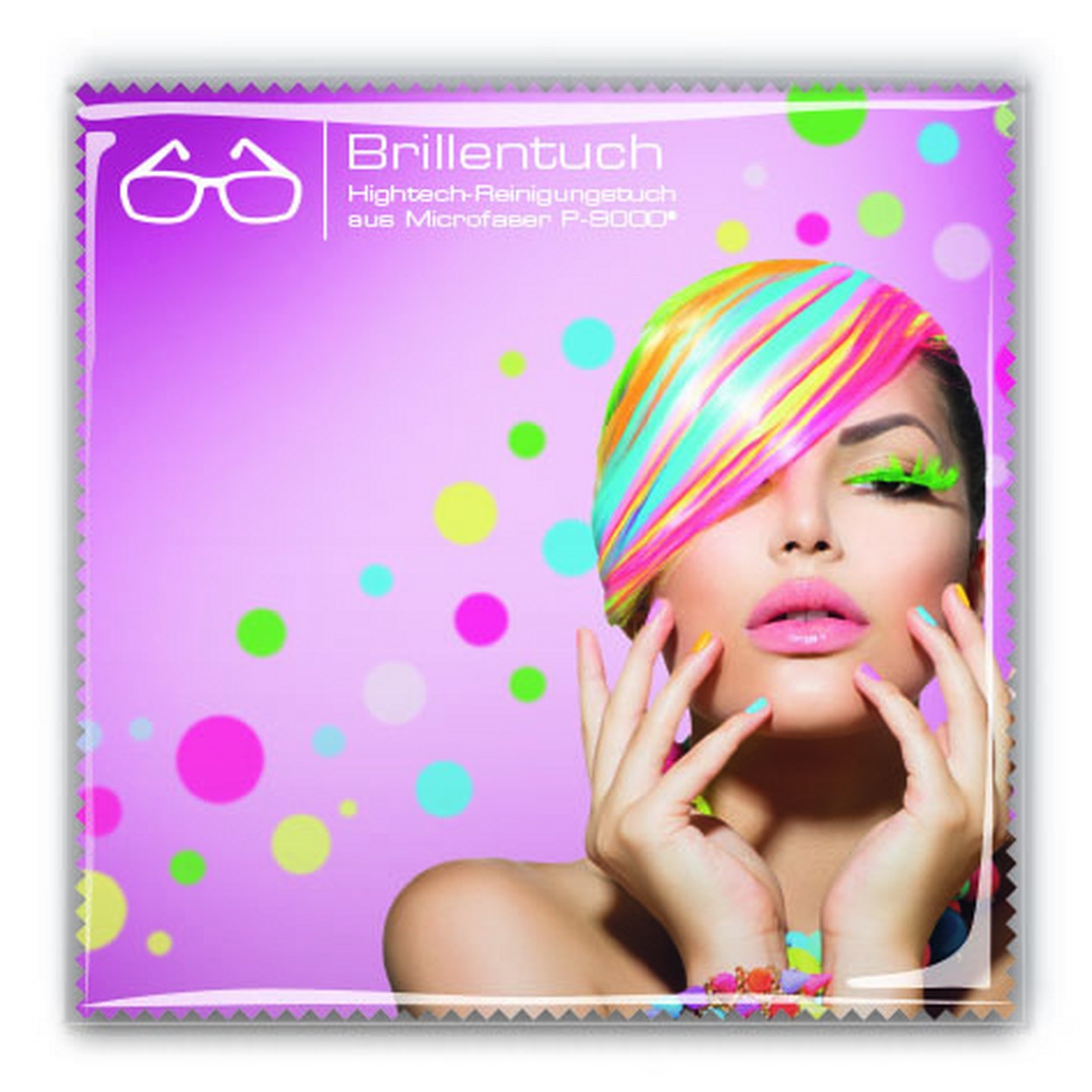 Brillenputztuch als Werbeartikel  im Beutel