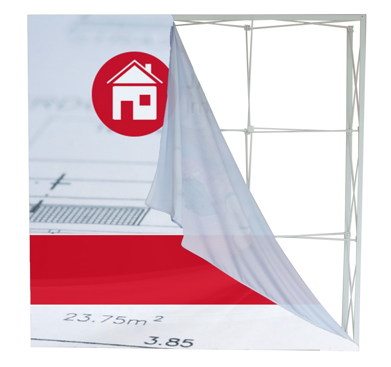 Silicon Fabric Pop-Up  Faltdisplay mit 2x3 Feldern  im Aufbau