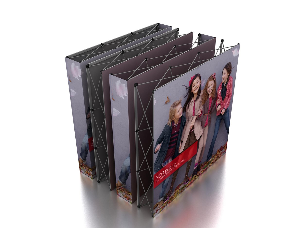 Fabric Pop Up Silicon Messewand mit Textildruck