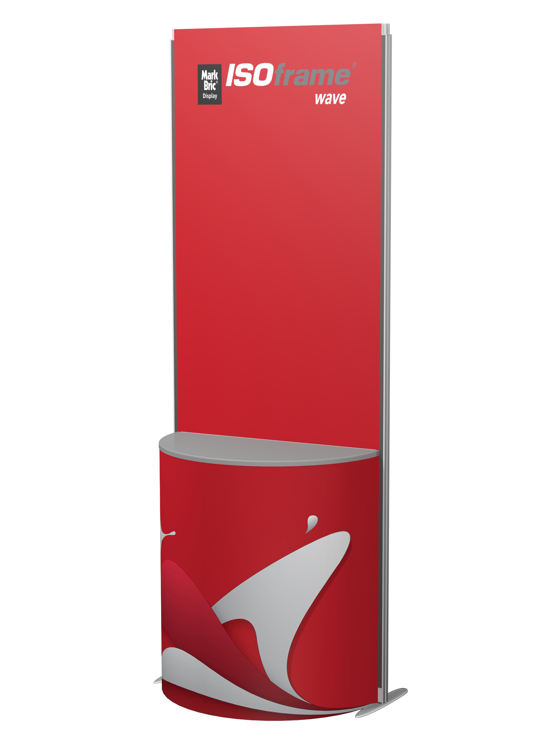 ISOframe wave Tisch-Modul halbrund Ansicht mit Druck