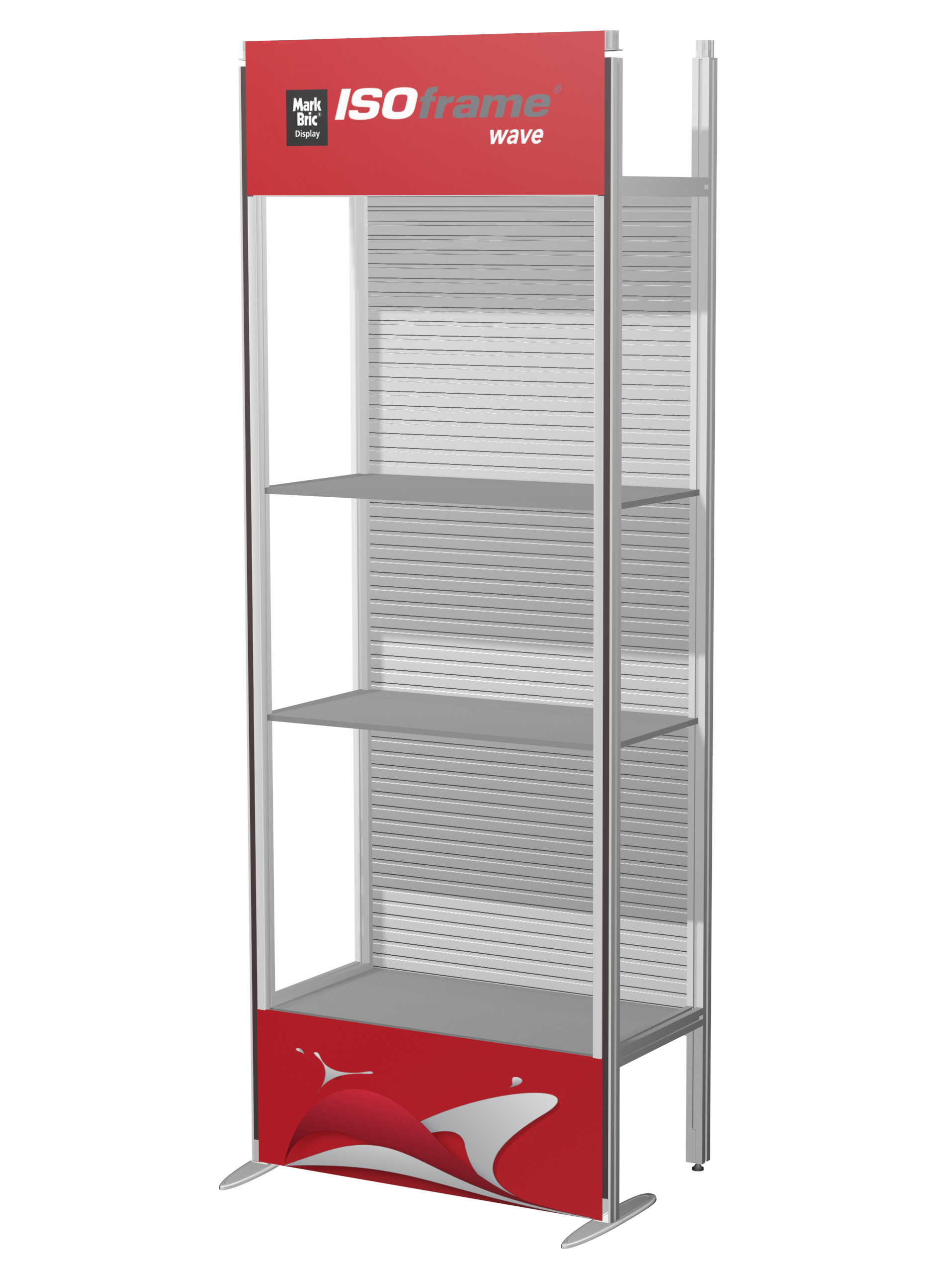 ISOframe wave Showcase Modul mit zwei Vitrineneinsätzen mit Druck