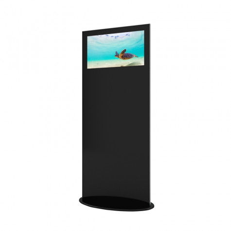 Lamina Stele mit 28 Zoll Bildschirmdiagonale und Touchscreen in schwarz seitliche Ansicht vorne