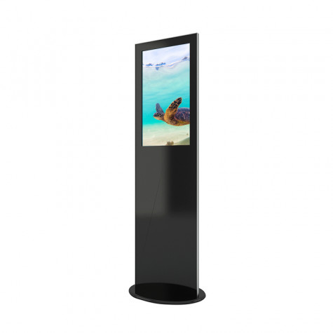 Lamina Stele mit 32 Zoll Bildschirmdiagonale und Touchscreen in schwarz seitliche Ansicht vorne