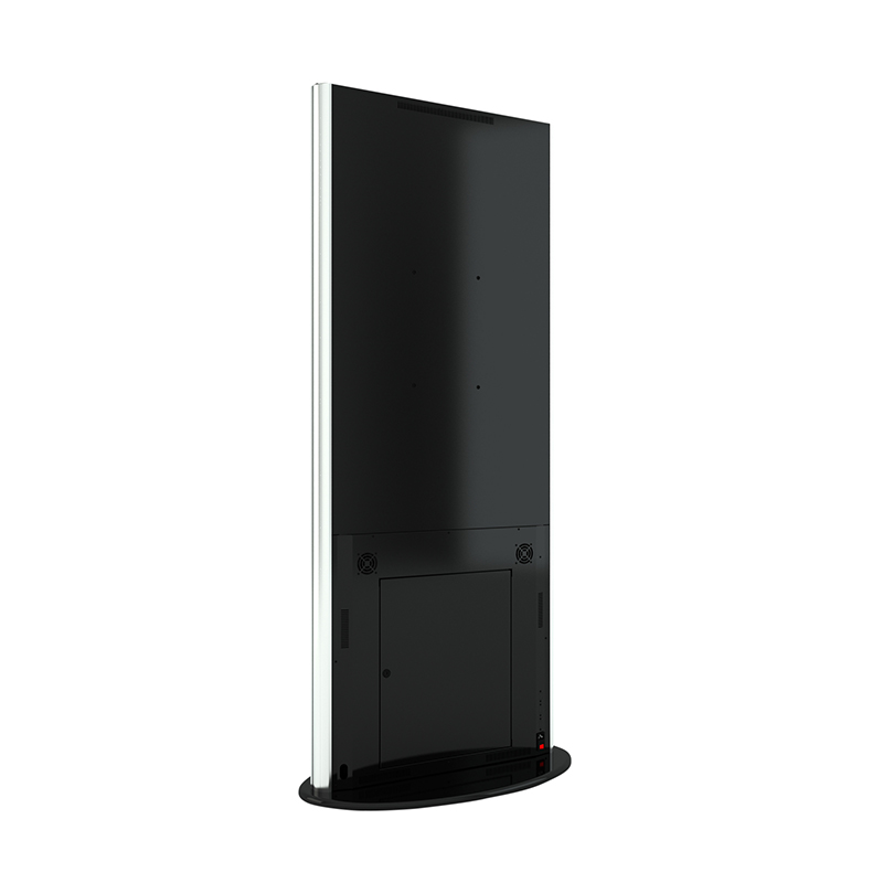 Lamina Stele mit 50 Zoll Bildschirmdiagonale und Touchscreen in schwarz seitliche Ansicht hinten