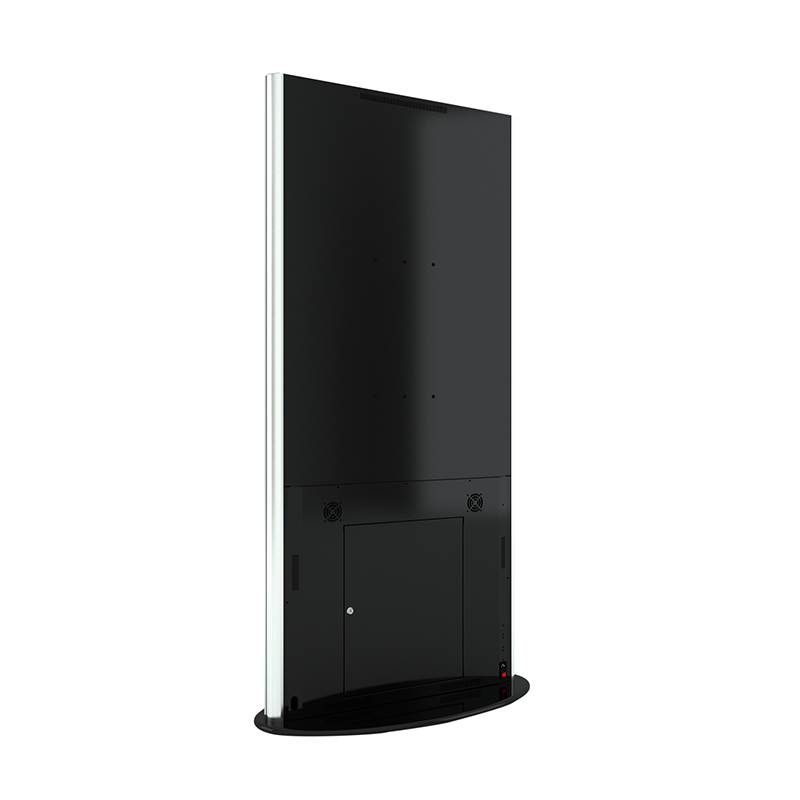 Lamina Stele mit 58 Zoll Bildschirmdiagonale und Touchscreen in schwarz seitliche Ansicht hinten