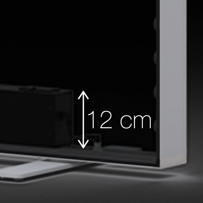 Akku im Inneren des Rahmens positioniert, wg. Schatten sollte bei der Datenanlage in den untersten 12 cm ein schwarzer Balken sein.