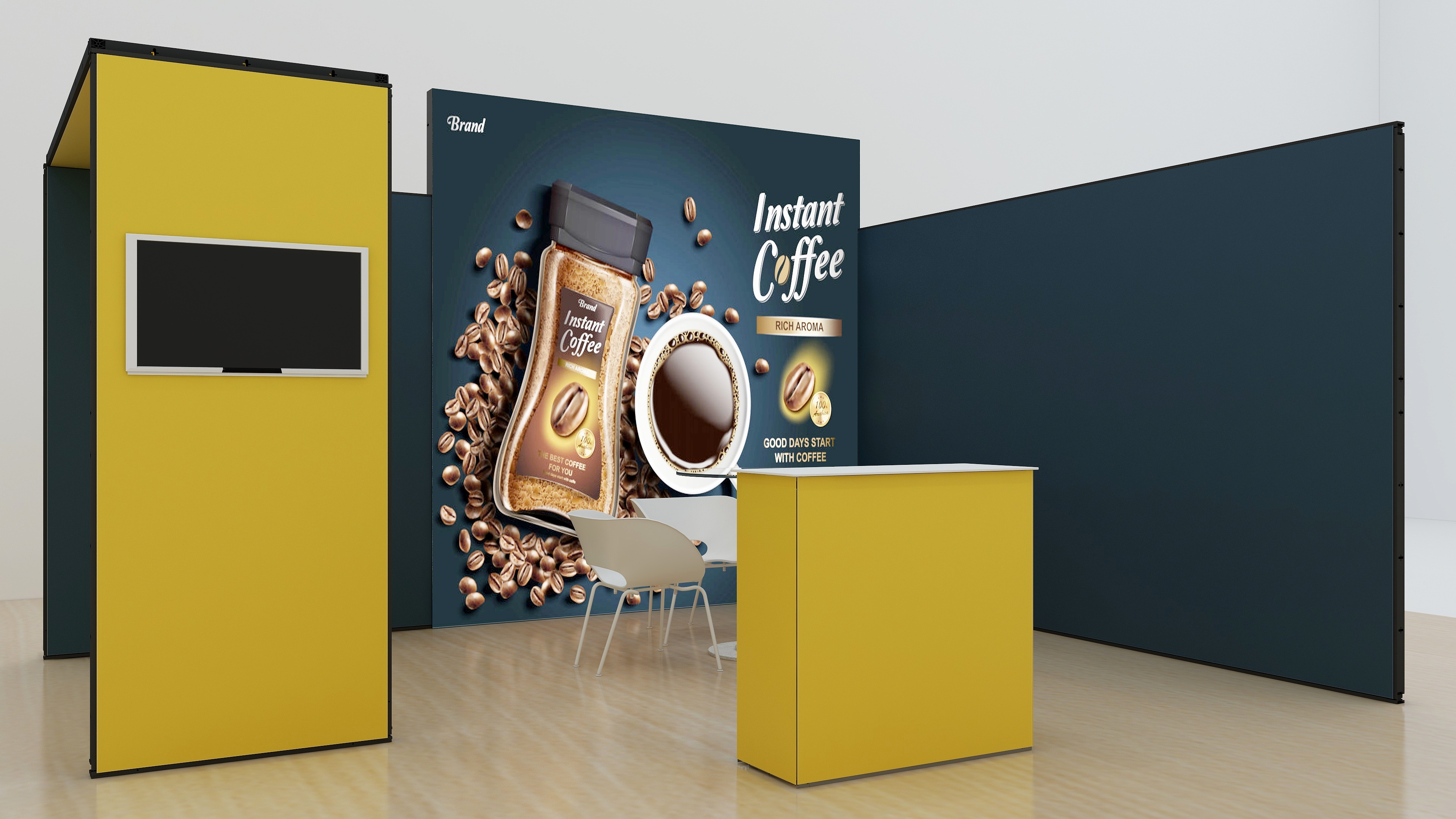 MultiFabric Messestand mit Monitorhalter