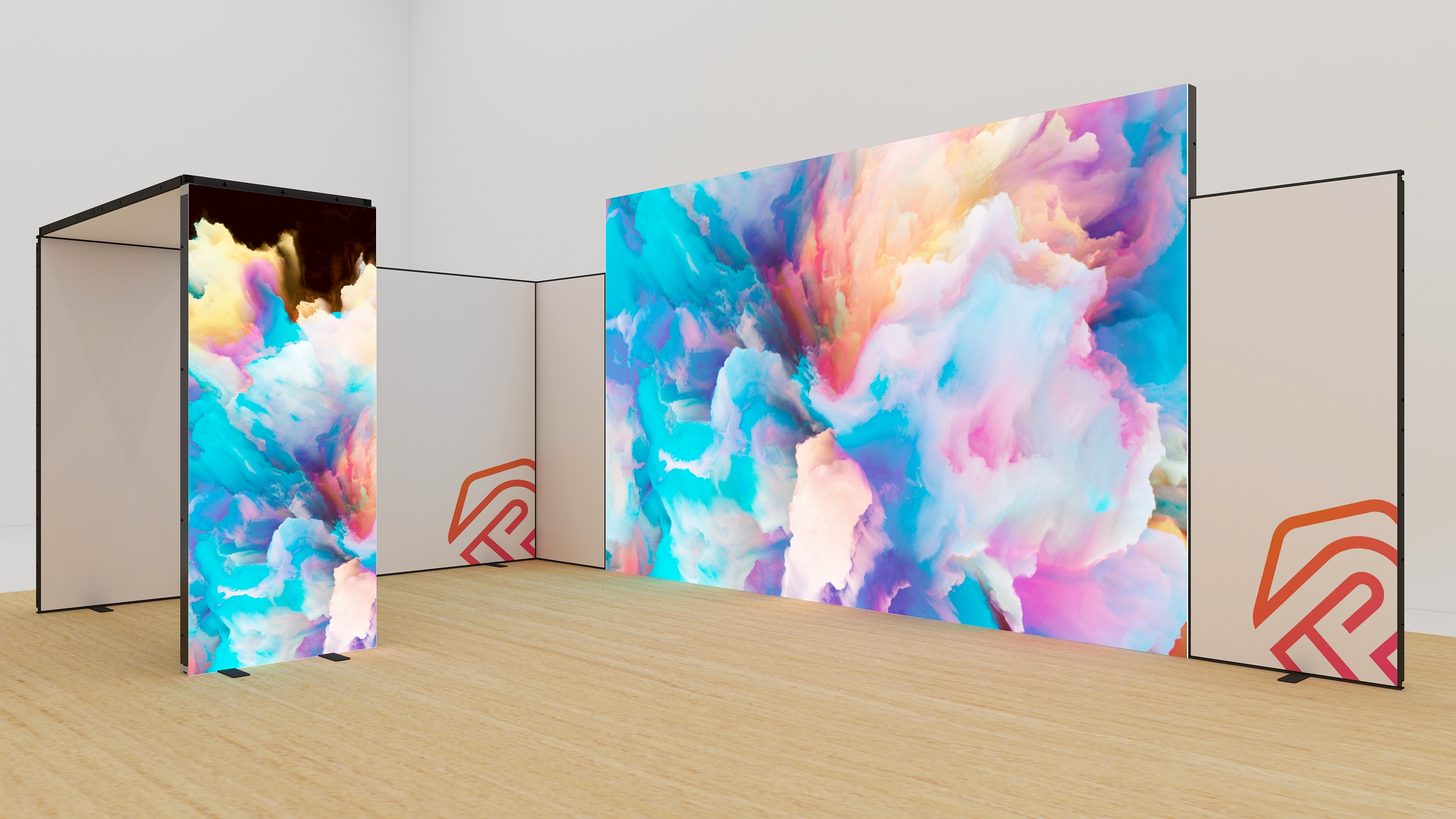 MultiFabric Messestand mit LED Rückwand 3m hoch front Ansicht