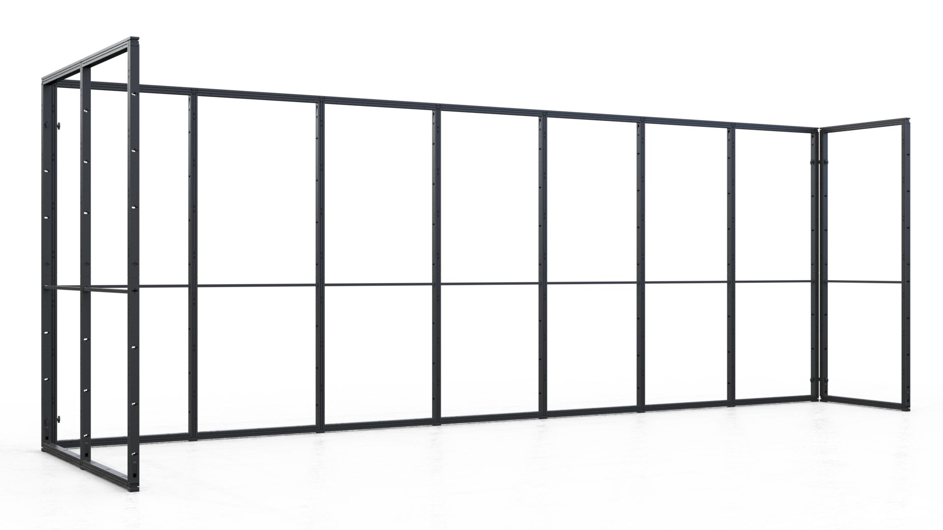 Messestand MultiFabric als Reihenstand 7x3m Ansicht ohne Drucke von links