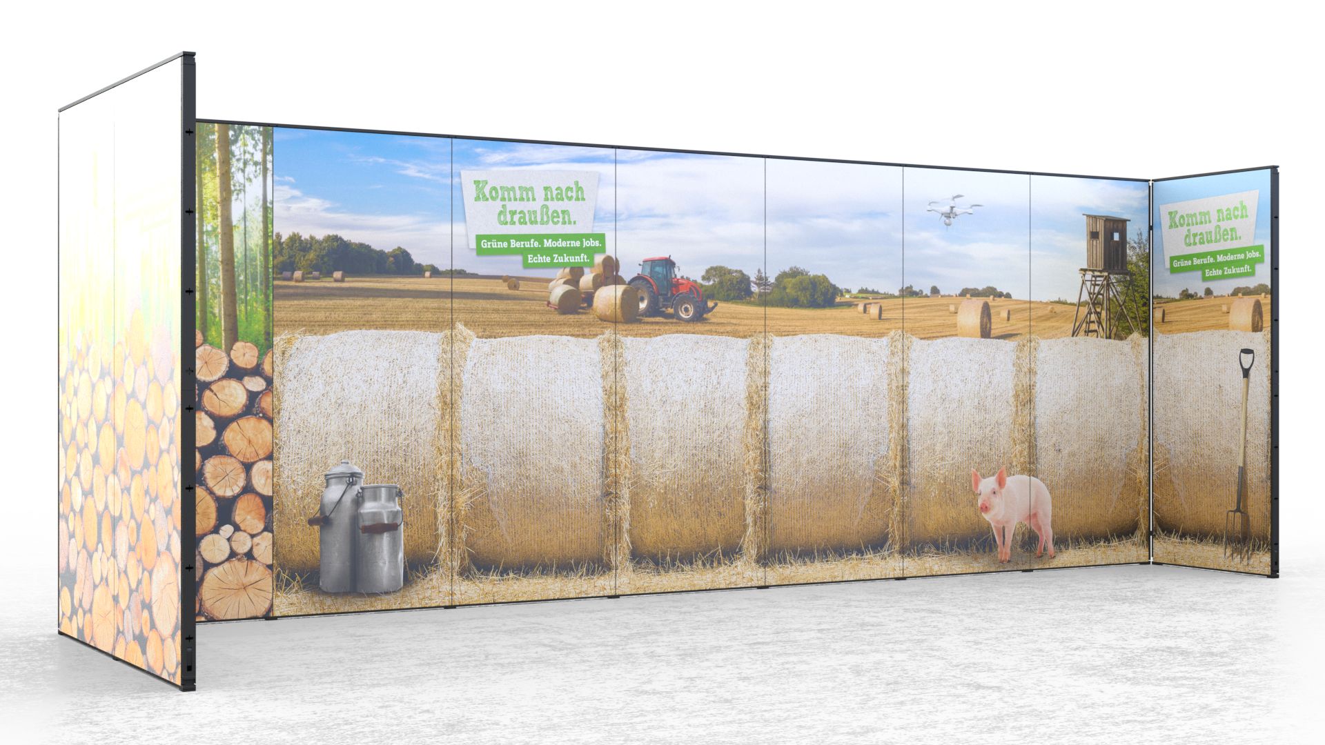 Messestand MultiFabric als Reihenstand 7x3m Ansicht von links