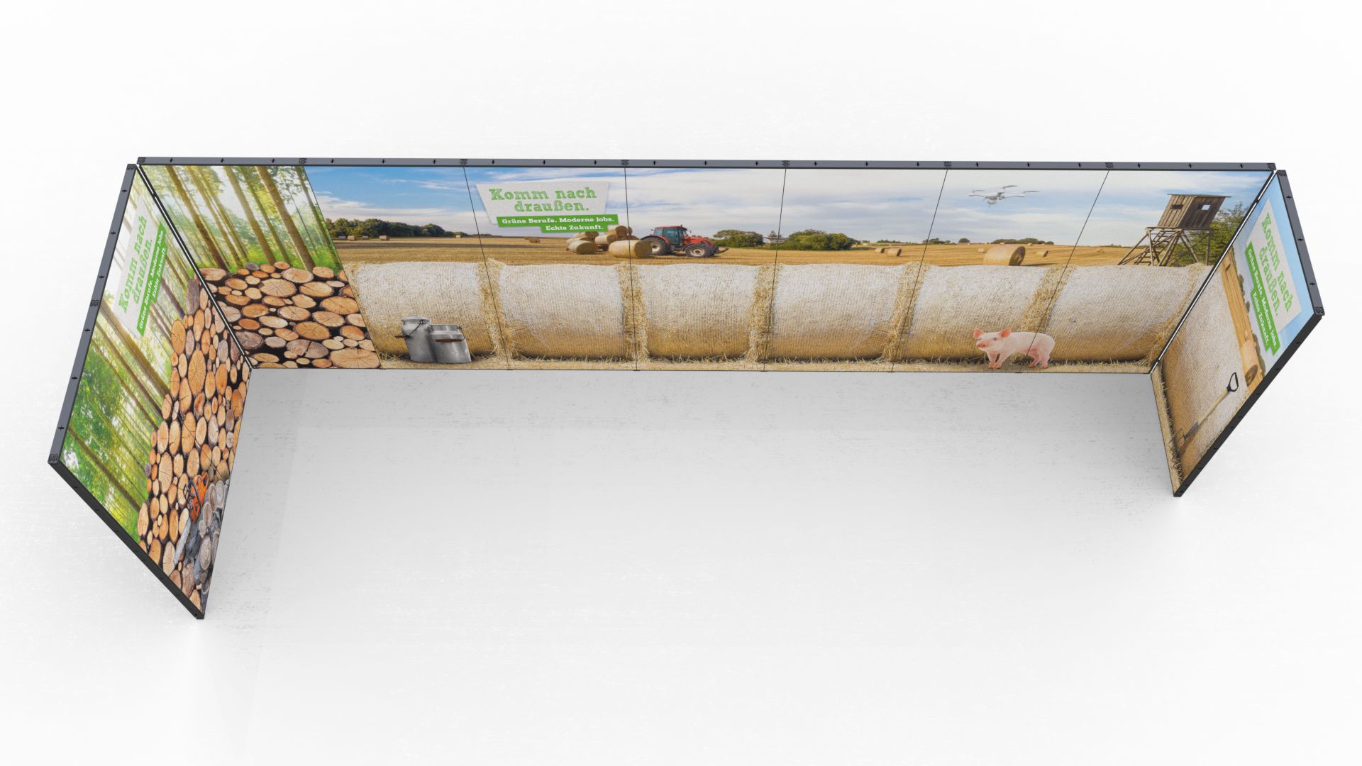 Messestand MultiFabric als Reihenstand 7x3m Ansicht von oben