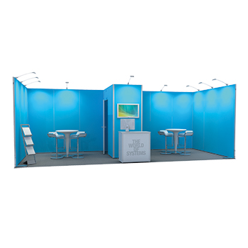 Messestand Octanorm als Reihenstand mit trennender Kabine in der Größe 7x3m