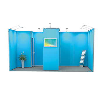 Messestand Octawall als Reihenstand mit Kabine und Blende in der Größe 5x3m