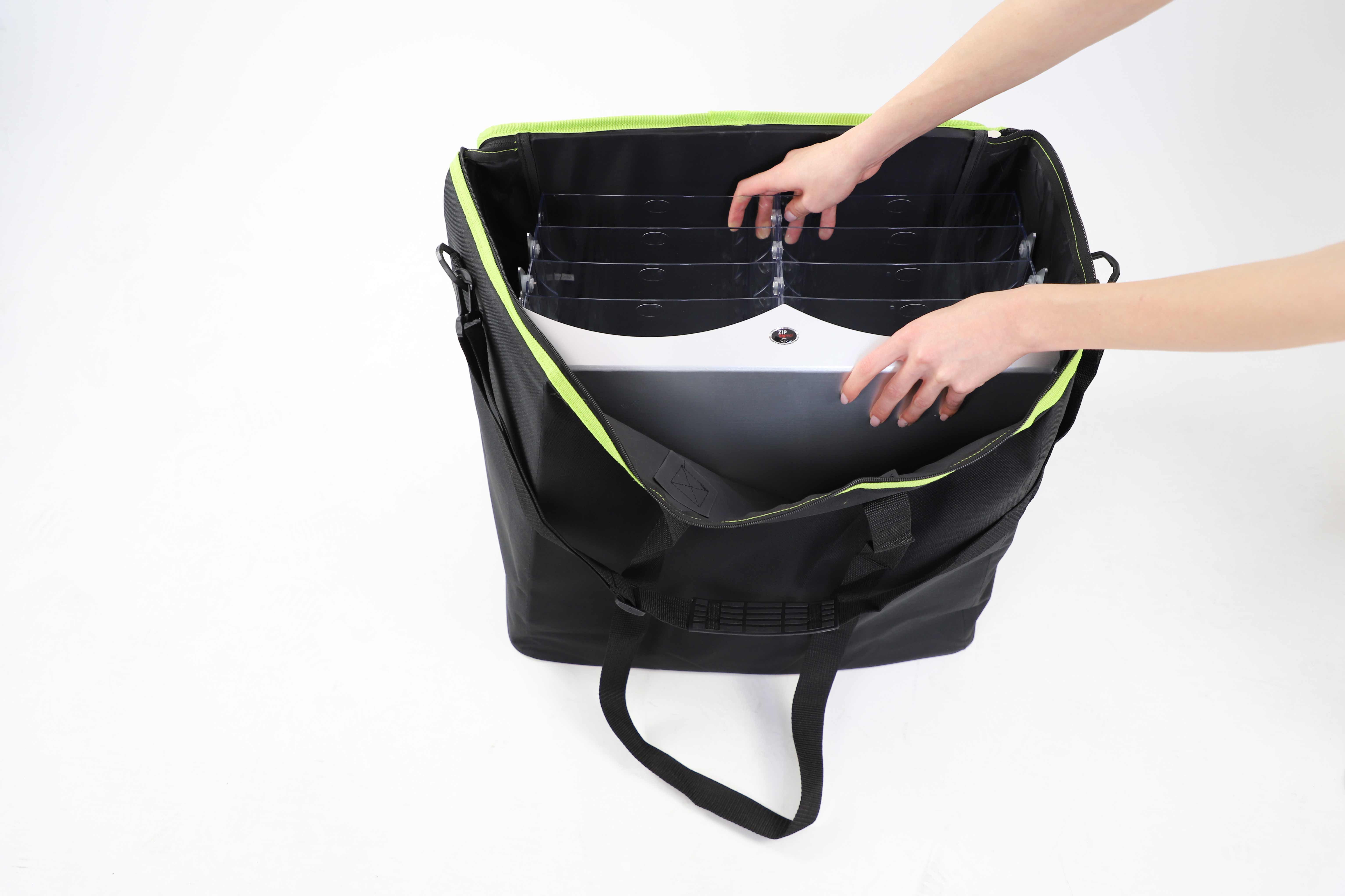 Transporttasche für faltbare Prospektständer offen